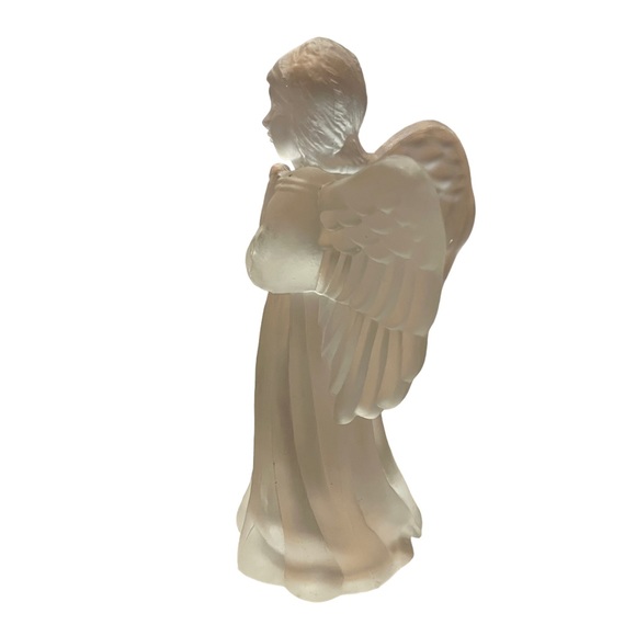 Frosted Angel with Harp Nightlight Pressed Glass Vtg Main Aisle - Picture 2 of 7